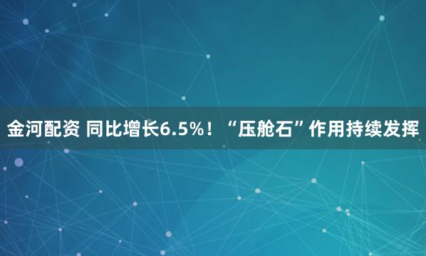 金河配资 同比增长6.5%！“压舱石”作用持续发挥