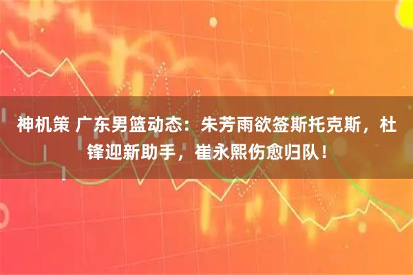 神机策 广东男篮动态:朱芳雨欲签斯托克斯,杜锋迎新助手,崔永熙伤愈归队!